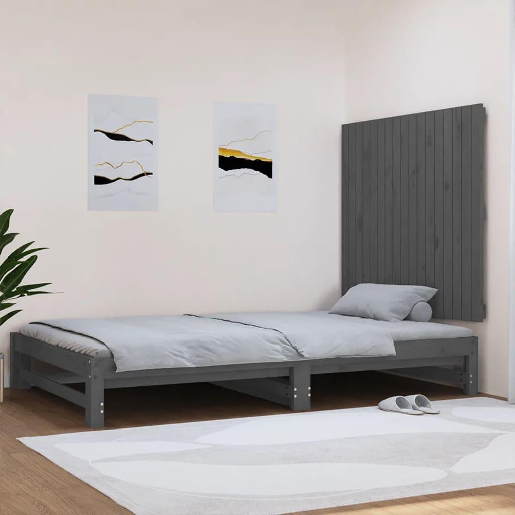 Sengegavl 108x3x90 cm massivt fyrretræ grå