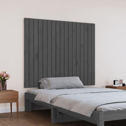 Sengegavl 108x3x90 cm massivt fyrretræ grå