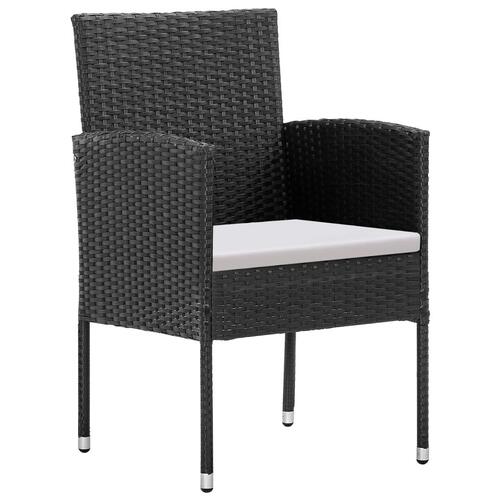 Spisebordssæt til haven 7 dele med hynder polyrattan sort