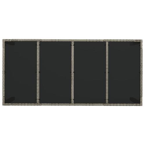 Havebord med glastop 190x90x75 cm polyrattan grå