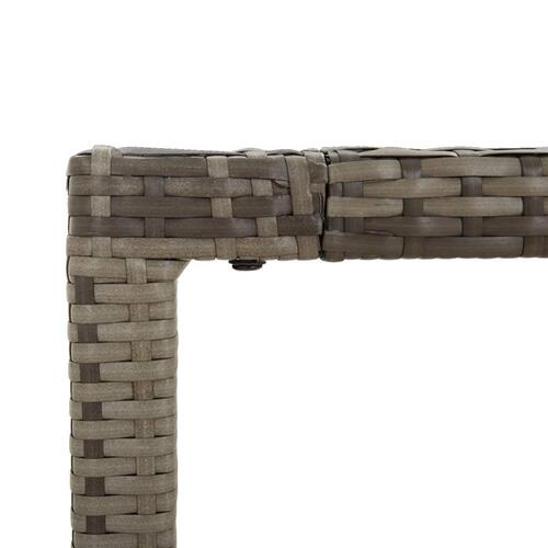 Havebord med glastop 190x90x75 cm polyrattan grå