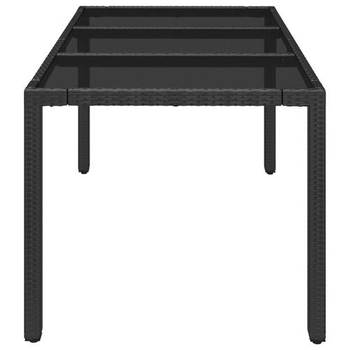 Havebord med glastop 150x90x75 cm polyrattan sort