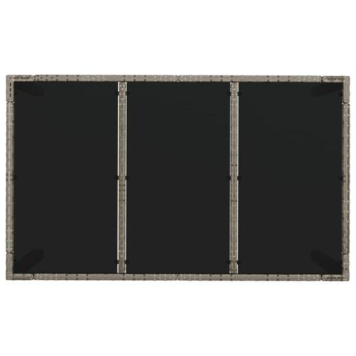 Havebord med glastop 150x90x75 cm polyrattan grå
