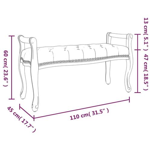 Bænk 110x45x60 cm stof mørkegrå