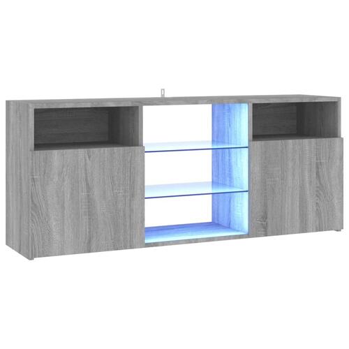 Tv-bord med LED-lys 120x30x50 cm grå sonoma-eg