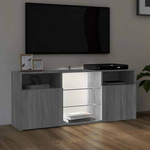 Tv-bord med LED-lys 120x30x50 cm grå sonoma-eg