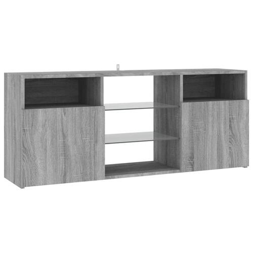 Tv-bord med LED-lys 120x30x50 cm grå sonoma-eg