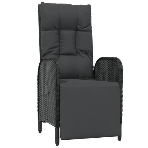 Havestole med lænefunktion og hynder 2 stk. polyrattan sort