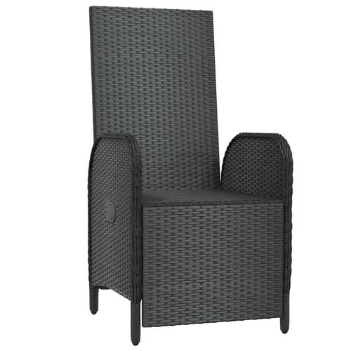 Havestole med lænefunktion og hynder 2 stk. polyrattan sort