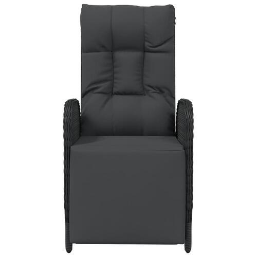 Havestole med lænefunktion og hynder 2 stk. polyrattan sort