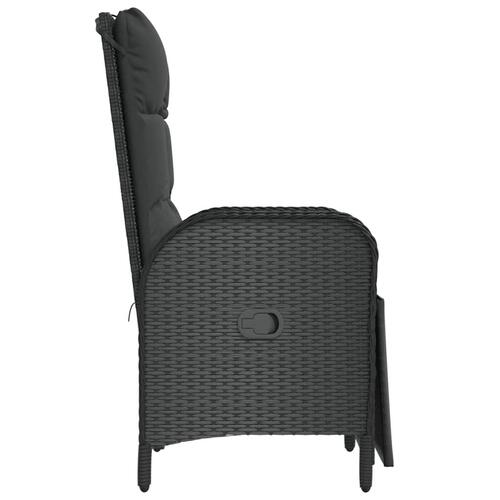 Havestole med lænefunktion og hynder 2 stk. polyrattan sort