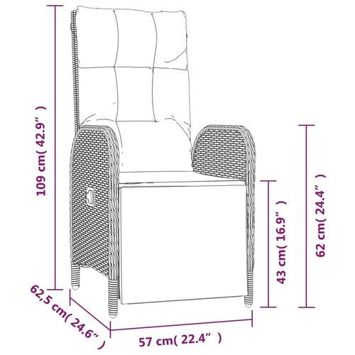 Havestole med lænefunktion og hynder 2 stk. polyrattan sort