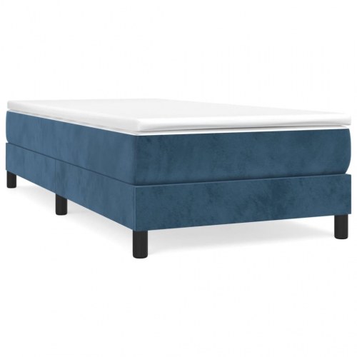 Boxspring sengeramme i fløjl - mørkeblå 90×190 cm