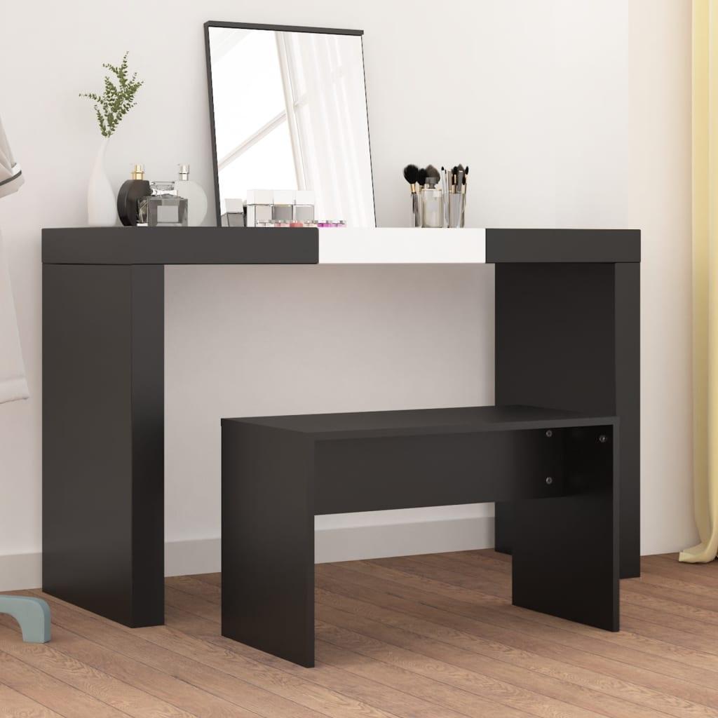Skammel til makeupbord 70x35x45 cm konstrueret træ sort