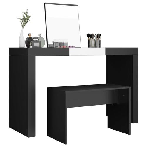 Skammel til makeupbord 70x35x45 cm konstrueret træ sort