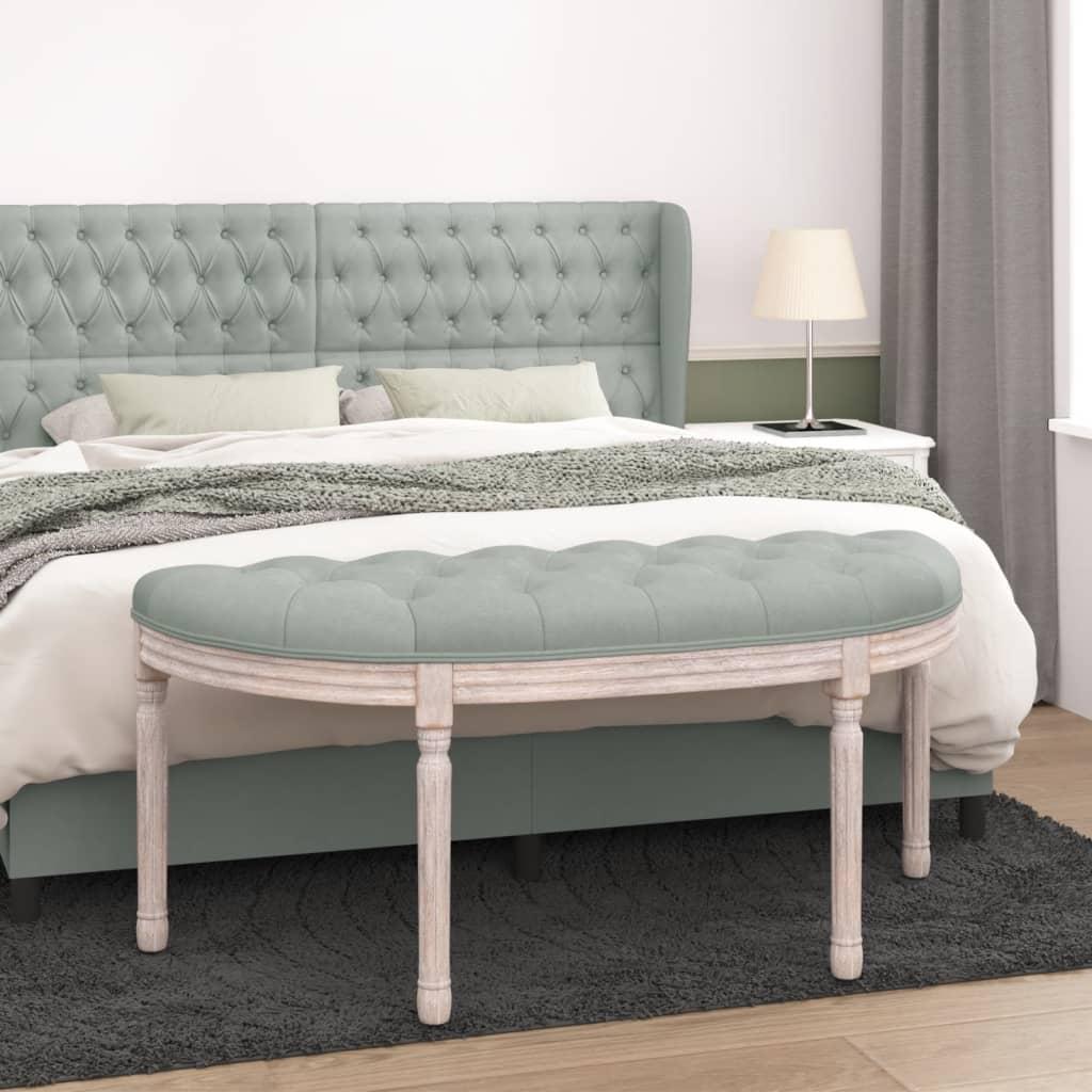 Bænk 110,5x45x49 cm velour lysegrå