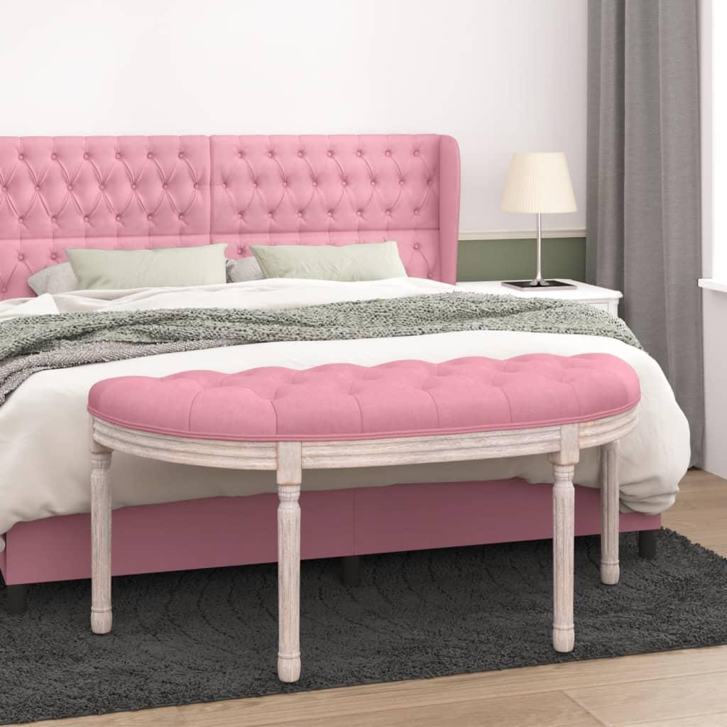 Bænk 110,5x45x49 cm velour lyserød