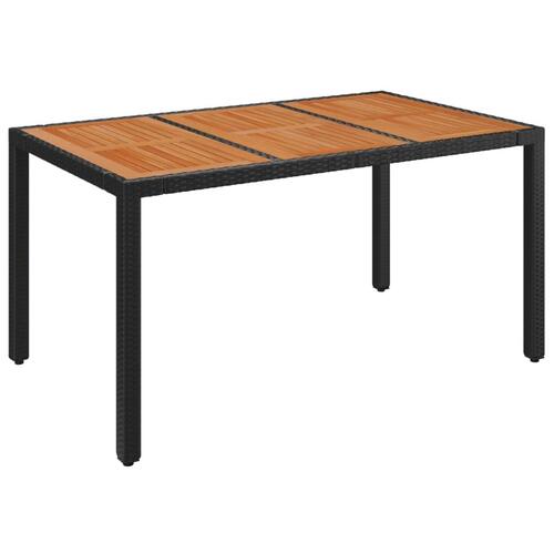 Havebord med træplade 150x90x75 cm polyrattan