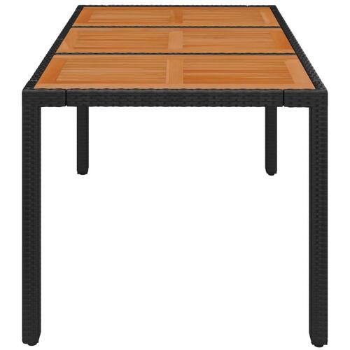 Havebord med træplade 150x90x75 cm polyrattan