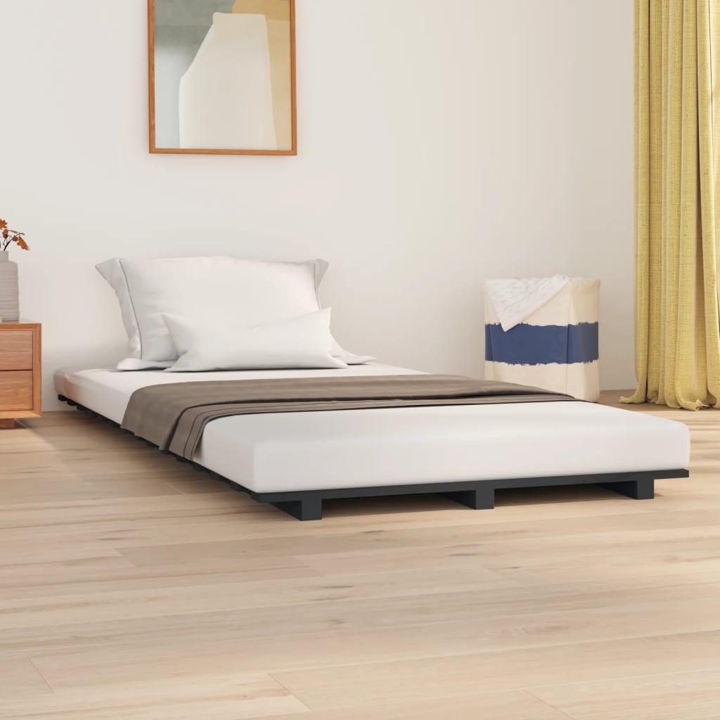 Sengeramme 90x200 cm massivt fyrretræ grå