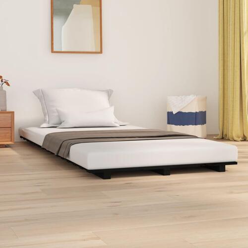 Sengeramme 100x200 cm massivt fyrretræ sort