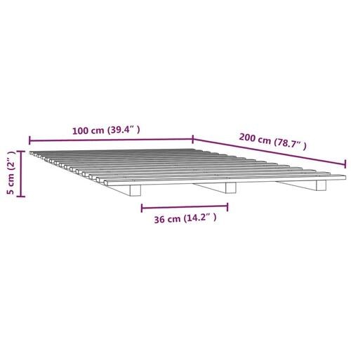 Sengeramme 100x200 cm massivt fyrretræ grå