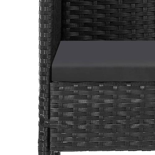 Spisebordssæt til haven 5 dele med hynder polyrattan sort