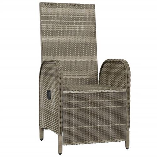 Havestole med lænefunktion og hynder 2 stk. polyrattan grå