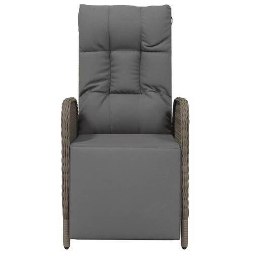 Havestole med lænefunktion og hynder 2 stk. polyrattan grå