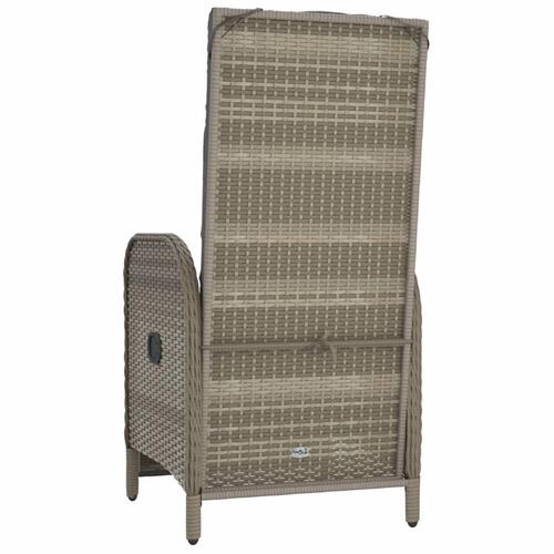 Havestole med lænefunktion og hynder 2 stk. polyrattan grå