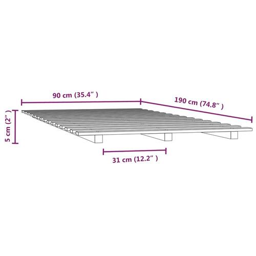 Sengeramme 90x190 cm massivt fyrretræ grå