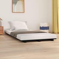 Sengestel 90x190 cm massivt fyrretræ sort