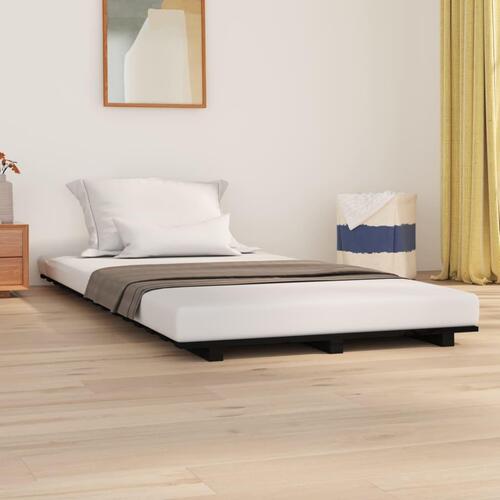 Sengestel 90x190 cm massivt fyrretræ sort