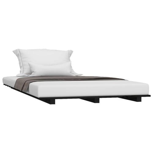 Sengestel 90x190 cm massivt fyrretræ sort