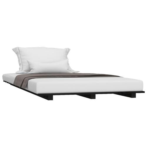 Sengestel 75x190 cm massivt fyrretræ sort