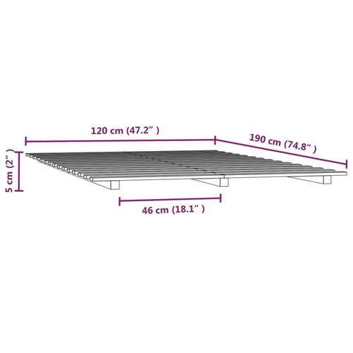 Sengeramme 120x190 cm massivt fyrretræ