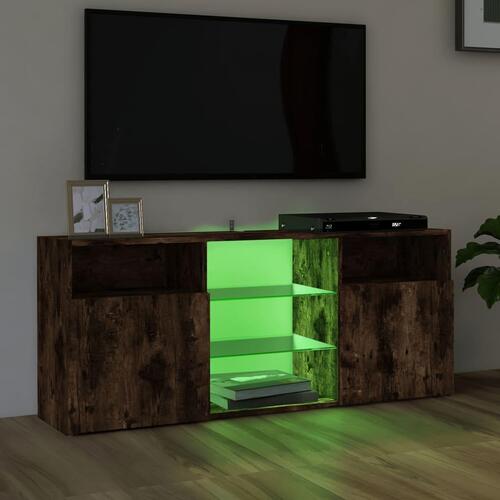 Tv-bord med LED-lys 120x30x50 cm røget egetræsfarve