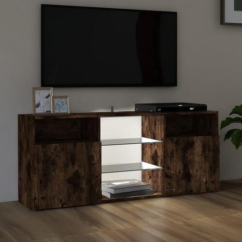 Tv-bord med LED-lys 120x30x50 cm røget egetræsfarve
