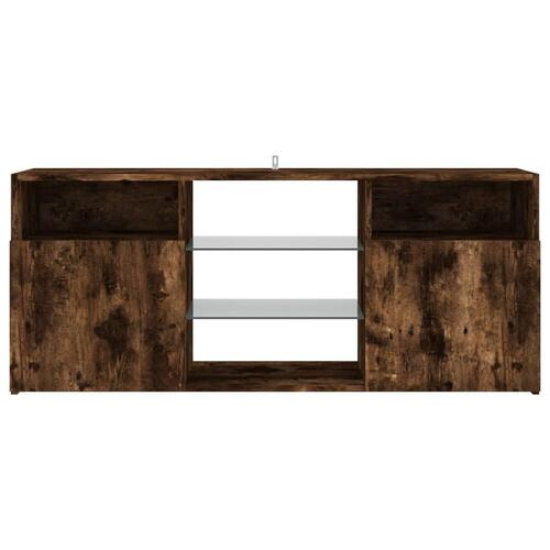 Tv-bord med LED-lys 120x30x50 cm røget egetræsfarve