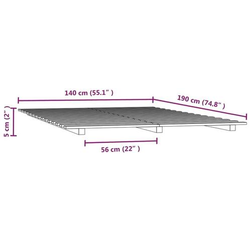 Sengeramme 140x190 cm massivt fyrretræ sort