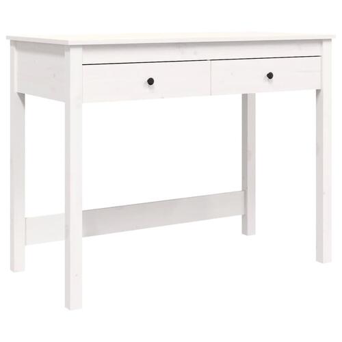 Skrivebord med skuffer 100x50x78 cm massivt fyrretræ hvid