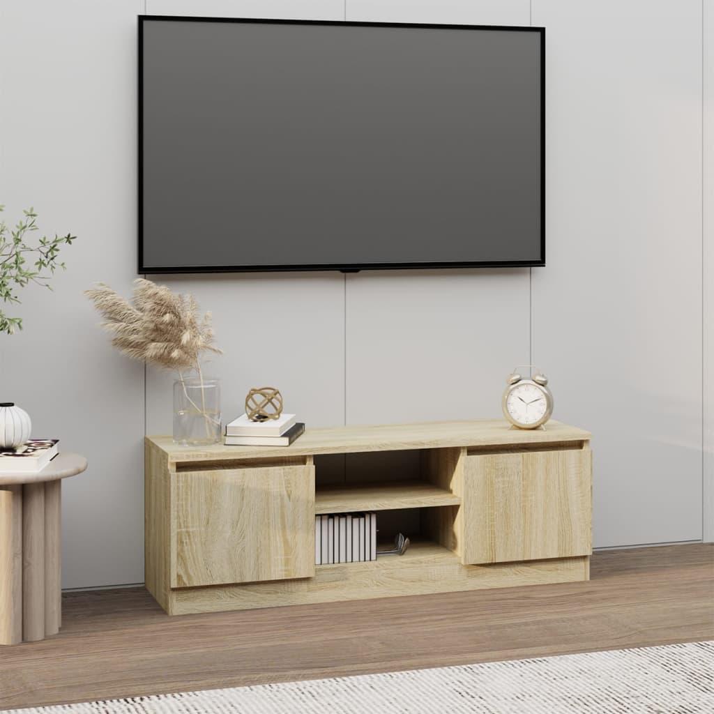 Tv-bord med låge 102x30x36 cm sonoma-eg