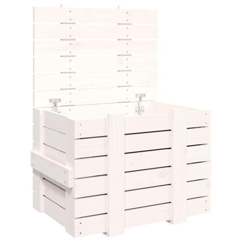 Opbevaringskasse 58x40,5x42 cm massivt fyrretræ hvid