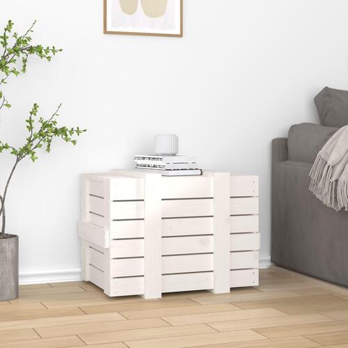 Opbevaringskasse 58x40,5x42 cm massivt fyrretræ hvid
