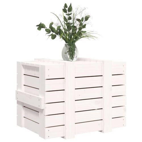 Opbevaringskasse 58x40,5x42 cm massivt fyrretræ hvid