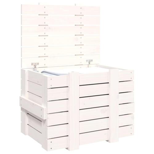 Opbevaringskasse 58x40,5x42 cm massivt fyrretræ hvid