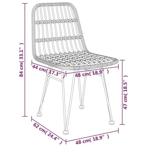 Havestole 2 stk. 48x62x84 cm polyrattan sort