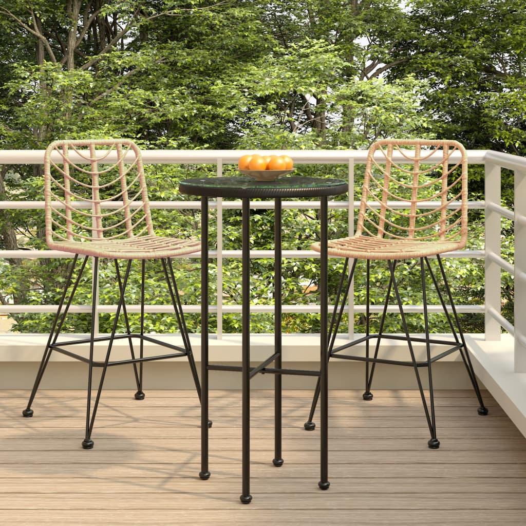 Barstole 2 stk. 45x56x103,5 cm polyrattan og stål