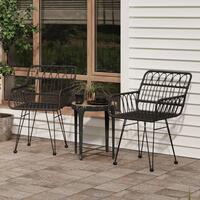 Havestole 2 stk. med armlæn 56x64x80 cm polyrattan sort