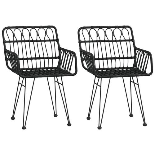Havestole 2 stk. med armlæn 56x64x80 cm polyrattan sort